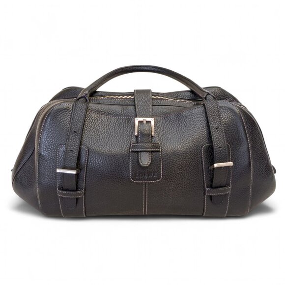 Vintage LOEWE “Senda” Pebbled Leather Doctor-Style Shoulder Bag – Black